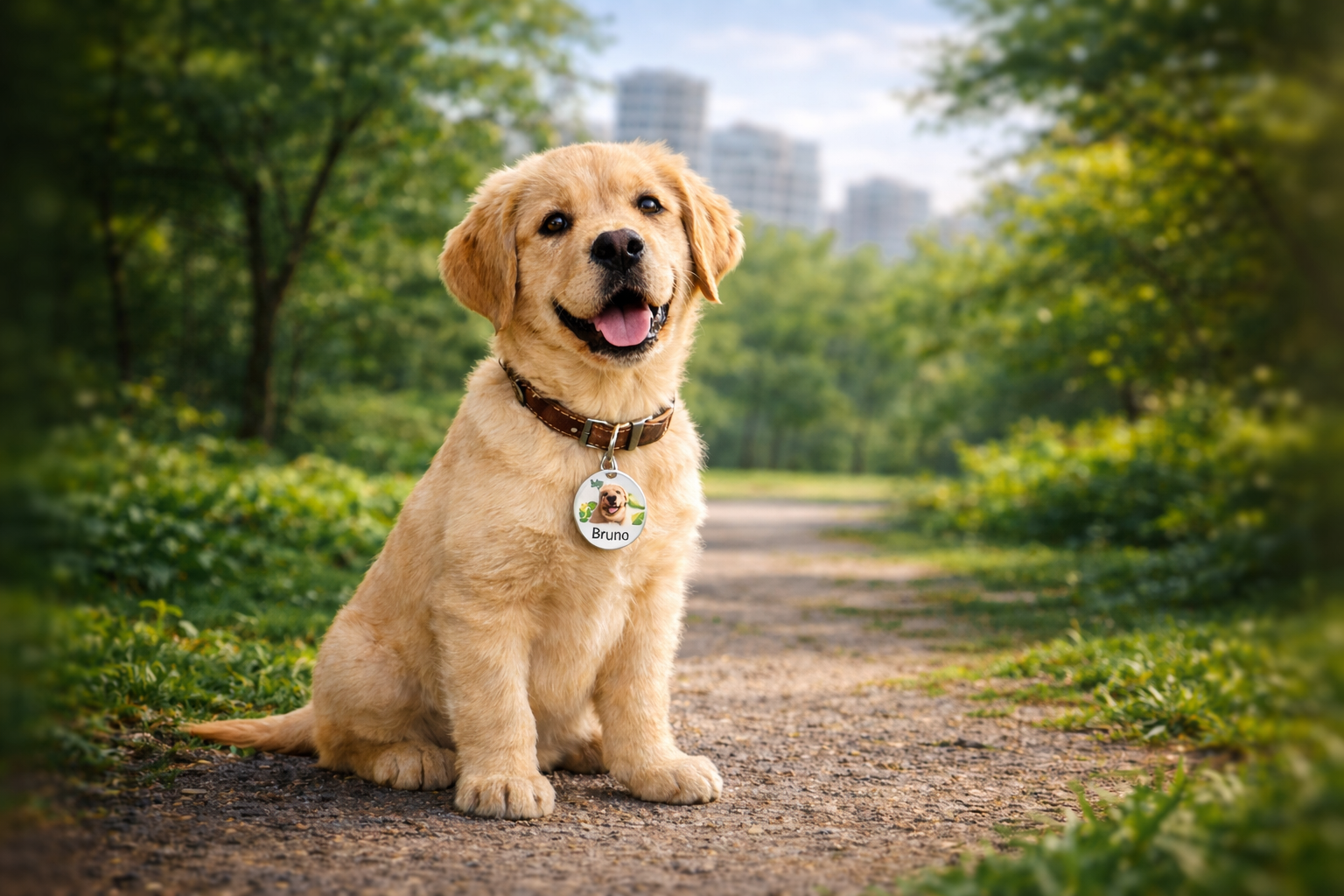 Chien avec médaillon QR